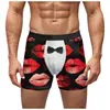 2025 Amazon Dia dos Namorados Europeu e Americano Roupa Íntima Masculina Estampa de Lábios Grandes Coração Personalizado Zombaria Shorts Adulto