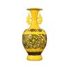 Jarrón de cerámica amarillo binaural antiguo de Jingdezhen, artesanías de cerámica clásicas para el hogar, adornos al por mayor