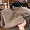 Nuevo [en stock] suéter de otoño e invierno [estilo old money] para hombre, de punto, cuello redondo, con botones, manga corta