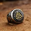 Joyería de Guerrero de Acero al por Mayor Símbolo Pagano Vikingo Nórdico Anillo de Acero Inoxidable para Hombre Anillo de Personalidad