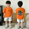 2026 Nova Estilosa Camiseta de Algodão Puro de Verão para Meninos Tendência Roupa Infantil Camiseta de Manga Curta de Verão para Meninos