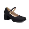 Zapatos de una sola capa 2024 tacón alto modelo flash pasarela zapatos talla 43 zapatos talla grande mujer 40 tacón grueso zapatos de cuero tela comercio exterior zapatos de pasarela