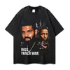 Marca de Moda Urbana Vintage Estilo Europeo y Americano Camiseta Floral Baloncesto Estilo Retro Unisex Manga Corta Manga Media Camiseta