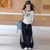 Conjunto de Dos Piezas para Niñas Primavera y Otoño 2026 Nuevo Otoño Camiseta Rayada para Niñas Pantalones Largos Casuales Pantalones de Pierna Ancha para Niños Modernos