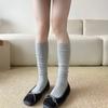 Meias 3/4 Estilo Ballet para Mulheres, Meias Cinzas, Meias Felpudas Série Miu, Meias de Algodão Puro Estilo Simples Coreano para Mulheres