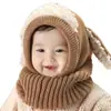 Gorro de una pieza con forma de cachorro estilo coreano para invierno, capa de lana para bebé, chal cálido, calentador de cuello estilo coreano, gorro con protección para las orejas al por mayor