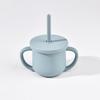 Taza de Aprendizaje de Silicona para Niños con Asa, Taza con Popote Desmontable, Antiahogo, Resistente a Altas Temperaturas, Taza de Agua para Exteriores para Niños