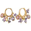 Pendientes Transfronterizos de Piedra Natural Colorida, Gama Alta, Modernos, Elegantes, Pendientes Retro, Personalidad de Nicho, Clips para Orejas Bohemios