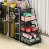 Cesta de armazenamento para tapete de yoga, prateleira de armazenamento para equipamentos esportivos e de ginástica, carrinho pequeno, suporte para raquetes de badminton com rodas para uso doméstico
