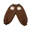 Pantalones de pana de algodón con estampado floral de una pieza para niña, ropa exterior holgada de invierno, pantalones 2026, nuevos y elegantes pantalones casuales para niña pequeña