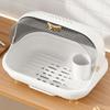 Estante de Secado para Fregadero de Cocina para Uso Doméstico, Estante Grande para Tazones, Estante de Almacenamiento de Vajilla, Organizador de Platos y Tazones, Caja de Almacenamiento para Tazones y Palillos, Gabinete de Tazones con Tapa abatible