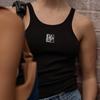 Chaleco informal de calle con bordado de letras estilo abanico europeo y americano, ajustado y adelgazante, de Y2K, para mujer, de verano y otoño