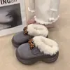 Pantuflas de algodón gruesas, cálidas y forradas de felpa para mujer, con un bonito diseño de lazo y estilo de punta cerrada, perfectas para el invierno y como cómodas pantuflas de interior para la recuperación posparto