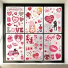 Decoración de Pegatina para Puerta de Gabinete de Vidrio Estático de Ventana Atmósfera de Corazón de Búho Cupido Día de San Valentín Pareja