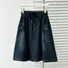 Moda Feminina Plus Size 2026 Verão Novo Estilo Retrô Leve Roupa de Trabalho Saia Casual Jeans Curta 0264
