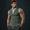 Amazon Europeia Transfronteiriça Verão Novo Camiseta Masculina Sem Manga Cor Sólida Tendência Esportiva Casual Colete Masculino