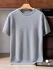 Suéter de punto de cachemira 100% pura para otoño e invierno, cuello redondo, manga corta, color liso para hombre, suéter ligero de cachemira suave, camiseta básica