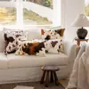 Almohada Manta de Felpa Larga Gruesa de Doble Cara con Estampado de Vaca Ins de Venta Caliente Transfronteriza con Textura de Animal para Ventana de Mirador y Decoración de Sala de Estar
