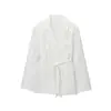 Comércio Exterior Transfronteiriço Spot 2025 Estilo Europeu e Americano Feminino Outono e Inverno Nova Série de Moda Blazer de Linho Misturado