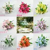 10 lirios artificiales, perfectos para decoraciones de bodas, arreglos festivos y decoración del hogar/sala de estar; venta al por mayor desde la fábrica de origen