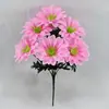 Novo Modelo Venda por Atacado Transfronteiriça Arranjo de Flores Crisântemo Artificiais de 6 Cabeças para Decoração de Mesa Doméstica Tecido de Seda