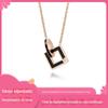 Colar geométrico de diamante em aço inoxidável, venda quente transfronteiriça, corrente de clavícula feminina versátil personalizada, colar de aço titânio com diamante real