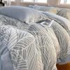 Juego de Cuatro Piezas de Terciopelo de Leche Tallado Simple y Lujoso para Invierno, Funda de Edredón Engrosada, Sábana, Ropa de Cama Cálida para el Hogar al por Mayor