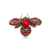 Broche Original Vintage de Abelha com Diamantes Coloridos, Alfinete de Nicho Cravejado com Zircônia Vermelha, Acessório Personalizado de Luxo para Casacos