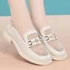 Mocasines de Verano Sandalias de Mujer Piel Suave Suela Suave Zapatos de una Sola Capa 2022 Zapatos Casuales para Mujer Malla Suela Gruesa Tacón Plano Zapatos de Cuero Británicos