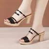 Zapatos de Mujer con Tacón de Almohada Blanco, Tacón Grueso, Suela Gruesa, Punta Dorada, Sandalias Abiertas, Antideslizantes para Exteriores, Talla Grande, Moda Verano 2026