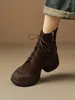 Botines de Tacón Grueso para Mujer Chuyuji 2026 Nuevos Botas Martin Estilo Británico con Cordones de Cuña y Tacón Alto para Otoño Invierno