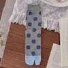 Calcetines Retro Japoneses de Lunares Grandes Coloridos con Dedos Divididos Otoño Nuevo Algodón Color Bloque Coreano Calcetines de Dos Dedos de Media Pantorrilla Sin Costuras