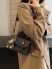 Bolso cuadrado pequeño de textura a color contrastante, bolso pequeño para mujer, 2024 nueva tendencia de línea, moda combinable, casual, de hombro, bandolera
