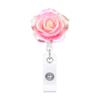 Fivela de identificação rotativa retrátil de fácil puxar, rosa de gradiente de duas cores luminosa de resina fresca
