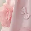 Novo vestido de batismo para menina da Amazon, vestido infantil com manguinhas bufantes e flores de camélia, vestido de princesa para apresentações de aniversário
