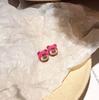 Pendientes de Ratón y Oso de Dibujos Animados Japoneses y Coreanos, Pendientes Asimétricos Dulces para Estudiantes Niñas, Estilo Suave y Lindo con Lazo