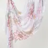 Lenço longo versátil de seda com estampa digital aquarela Bali, mais vendido na primavera e no outono, xale fino e lenço de cabeça da moda