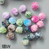 Acrílico UV banhado duas cores florido furo reto rosa com contas acessórios de material para joias DIY corrente de celular chaveiro