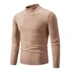 Suéter Gola Alta Liso Masculino Outono/Inverno 2025 Tricô Masculino Camisa Base Verde Militar