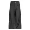 Pantalones Casuales de Color Sólido Estilo Americano, Bolsillo con Diseño de Personalidad Vibe para Hombre, Pantalones Holgados de Pierna Ancha, Pantalones Largos hasta el Suelo