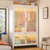 Armario de Acero Gabinete de Almacenamiento Simple Armario de Dormitorio Gabinete de Almacenamiento para Armario Estante a Prueba de Polvo De Pie Casa de Alquiler Gabinete Multicapa