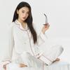 Nuevo Traje de Pijama de Manga Larga para Mujer de Seda de Hielo con Bronceado para Primavera y Verano, Conjunto Delgado de Alta Calidad Estilo Coreano con Bordado de una Palabra, Ropa para el Hogar