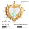 Accesorios de Joyería DIY de Acero Inoxidable Transfronterizos Estilo Retro Colgante Dopamina Colorido con Esmalte en Forma de Corazón con Piedra Ojo de Gato