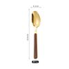 Vajilla de acero inoxidable estilo ins con mango de madera de imitación, cuchillo y tenedor para carne, juego de cuatro piezas, cuchillo y tenedor con veta de madera, cuchara chapada en oro para hotel.