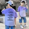 Camiseta de algodón cómoda, moderna y elegante para niños, verano 2026, para niños, con estampado de estilo vacacional, top transpirable