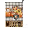 Bandera de Lino de Doble Cara Popular Transfronteriza de Calabaza y Espantapájaros de Acción de Gracias Personalizada para Decoración de Patio Bandera de Jardín