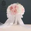 Ramo de Flores Artificiales con Forma de Abanico Estilo Coreano para Novia, Ramo de Mano para Banquete de Boda, Ceremonia de Boda, Ramo para la Costa