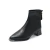 Botines cortos de tacón medio gruesos estilo francés para mujer, nueva colección otoño e invierno 2026, adecuados para combinar con faldas, botines ajustados al tobillo, botas tipo Dr. Martens