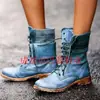 Estilo Popular de Aliexpress Botas de Cuero Retro para Mujer con Cordones Delanteros Botas de Caballero Botas de Suela Gruesa