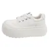 Zapatillas Blancas de Plataforma con Suela Gruesa de 5 cm para Mujer 2026 Nuevas Verano Otoño Versátiles Cabeza Grande Zapatos Blancos Pequeños con Cordones Zapatos de Pan